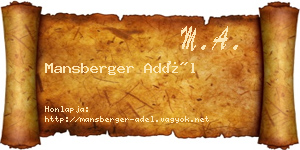 Mansberger Adél névjegykártya